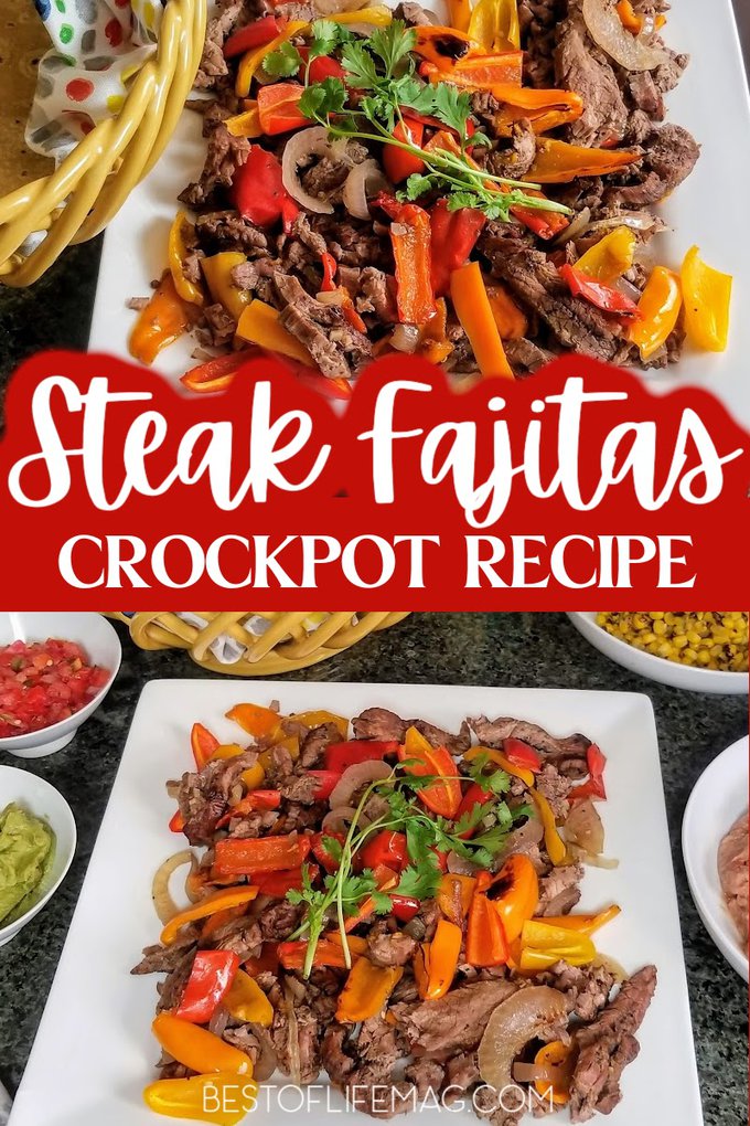 This easy crockpot steak fajitas recipe is perfect to make on those busy days when time is short. Plus, it is healthy making it an easy choice for your fit lifestyle. Crock Pot Recipes | Slow Cooker Recipes | Healthy Recipes | Healthy Crockpot Recipes | Low Carb Recipes #Fajitas #MexicanRecipes #recipes via @amybarseghian