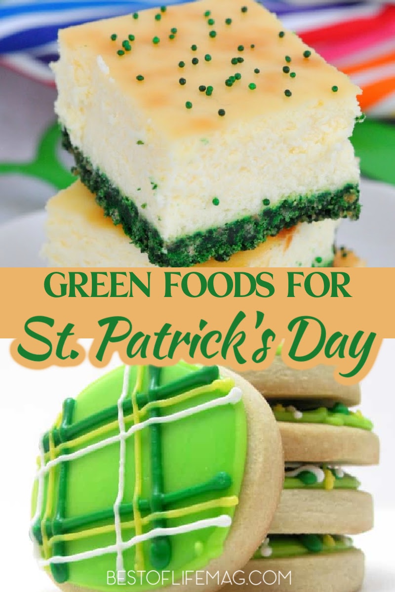 These green foods for St. Patrick's Day add a festive green touch to St. Patricks Day parties for both adults and children. St. Patrick's Day Food Ideas | St. Patrick's Day Party Ideas | Green Desserts for St. Patrick's Day | Green Cookie Recipes | Green Cake Recipes | Green Pie Recipes | St. Patrick's Day Recipes | Tips for St. Patrick's Day via @amybarseghian